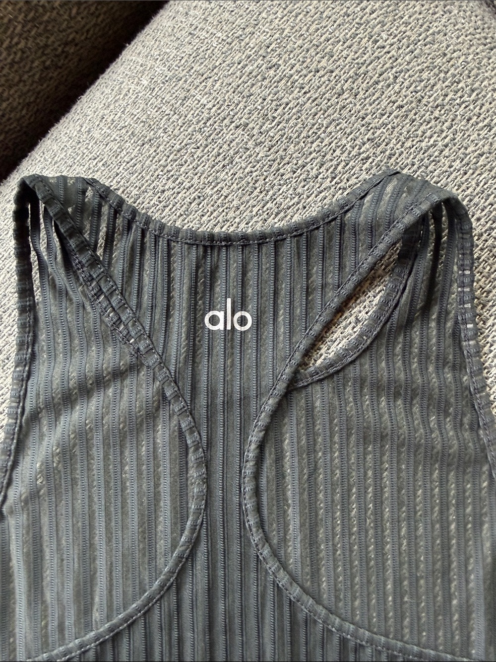 ALO Yoga Black Ribbed Racerback Tank - Picture 2 of 6